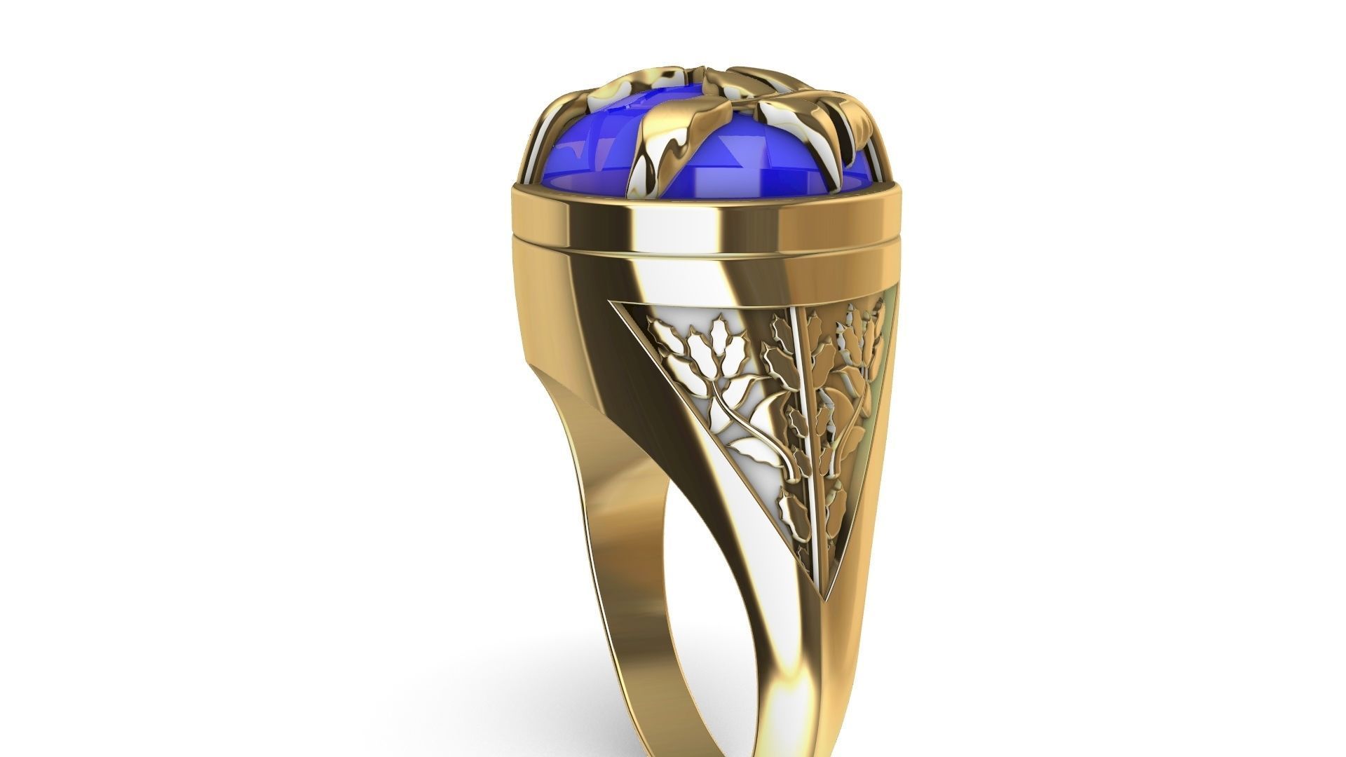 cabochon leaf engraved ring stl verified 3D print model_10