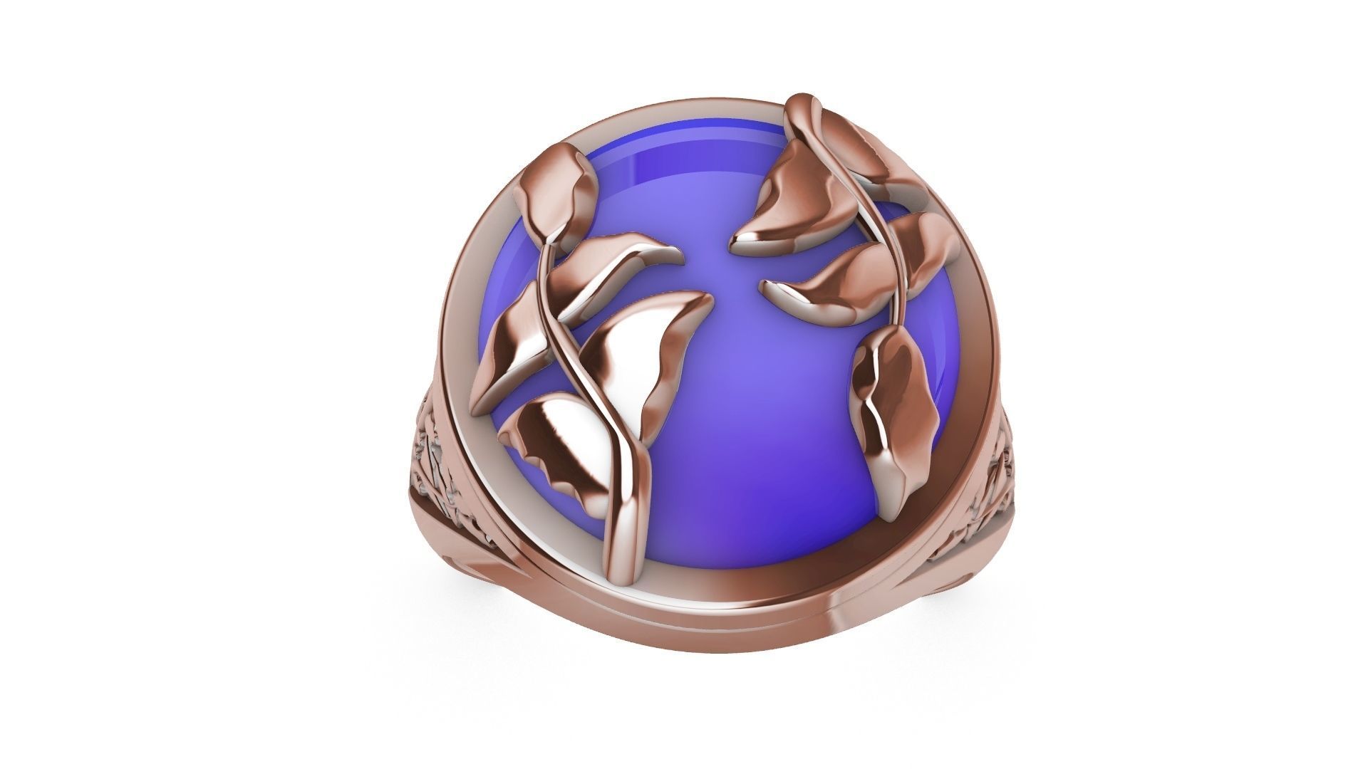 cabochon leaf engraved ring stl verified 3D print model_23