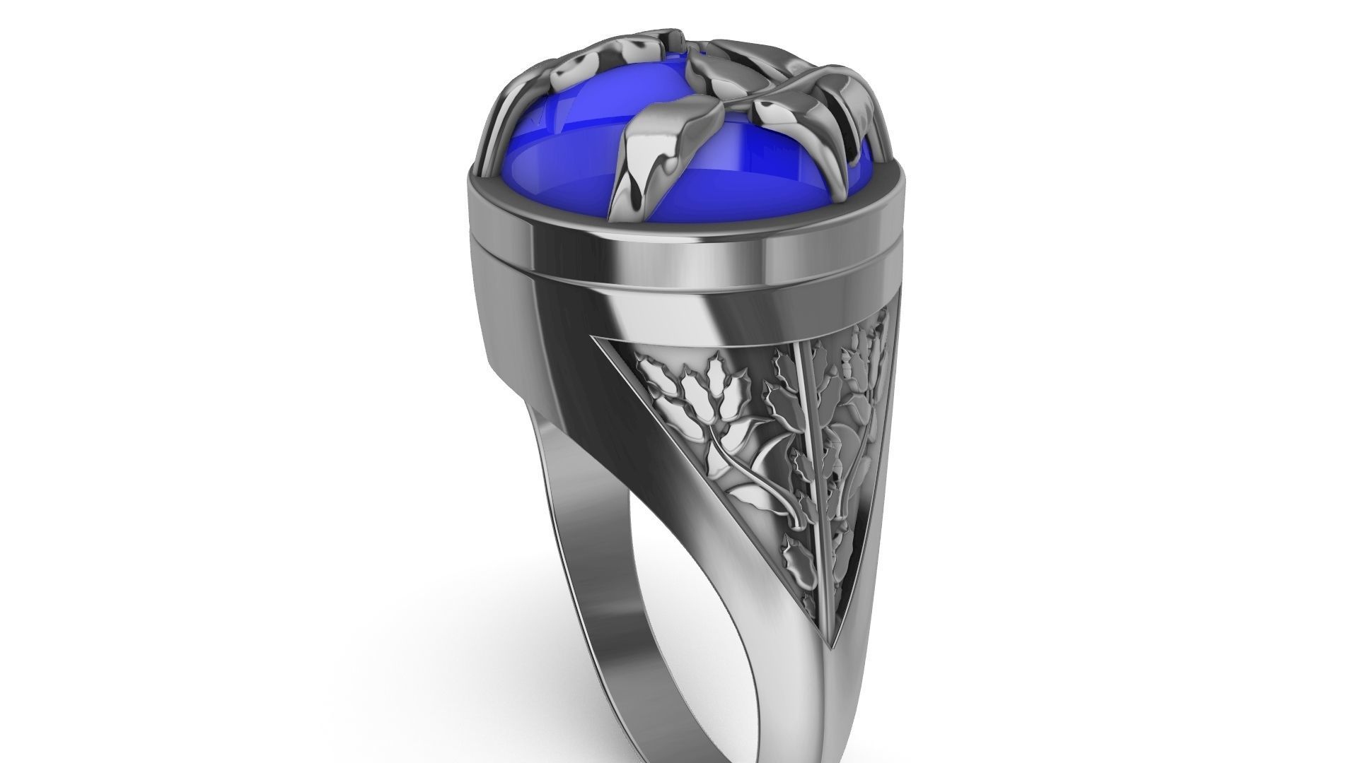 cabochon leaf engraved ring stl verified 3D print model_24