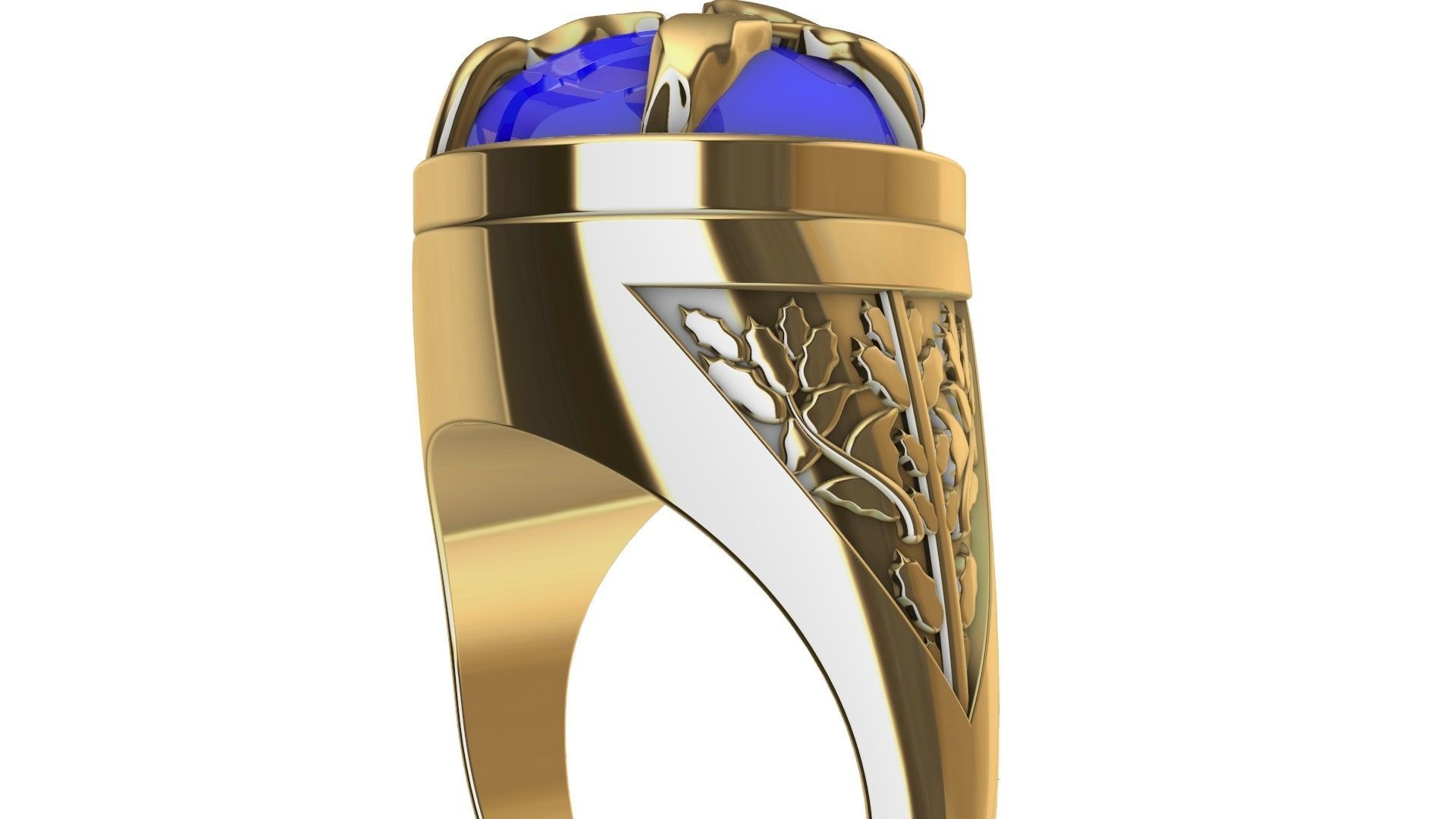 cabochon leaf engraved ring stl verified 3D print model_12