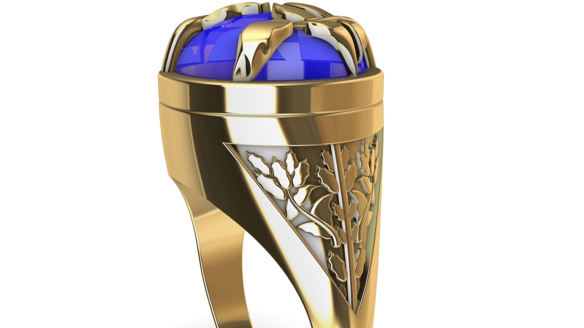 cabochon leaf engraved ring stl verified 3D print model_16
