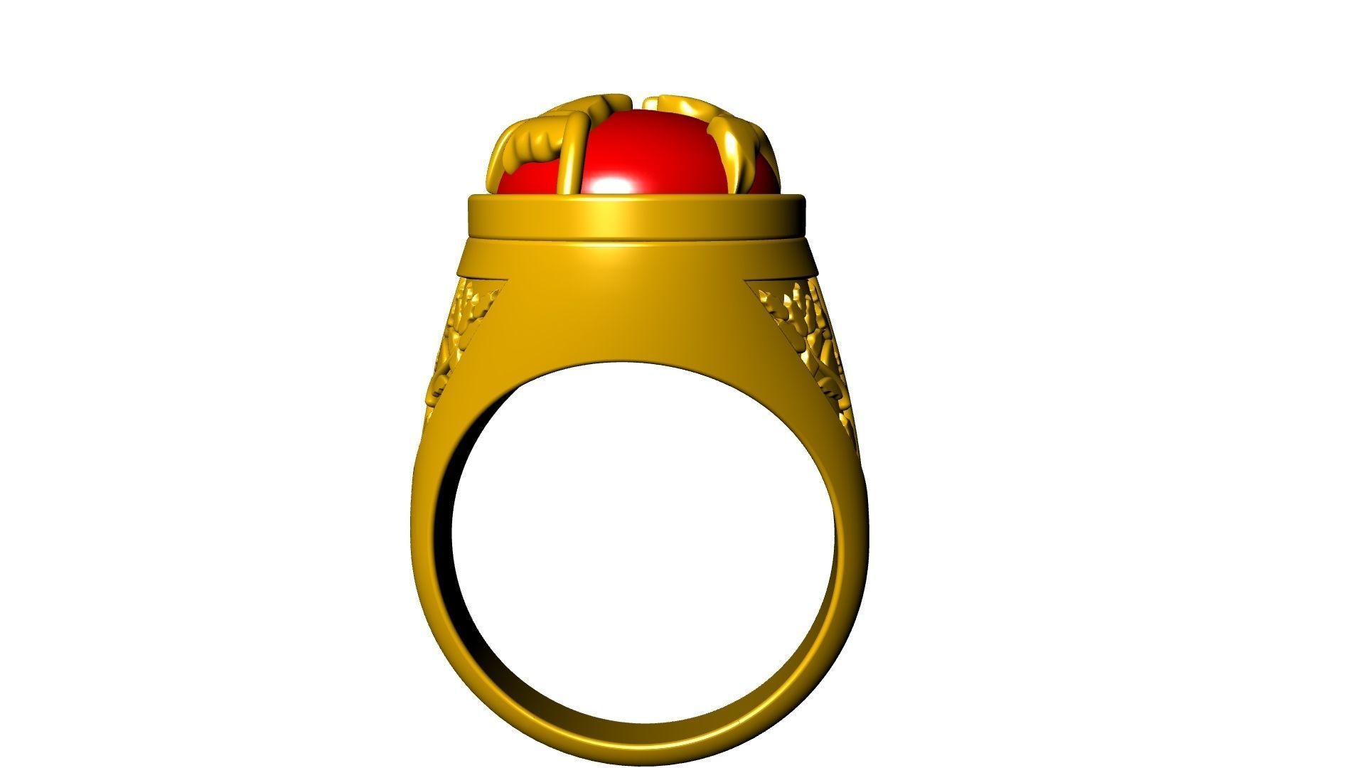 cabochon leaf engraved ring stl verified 3D print model_3