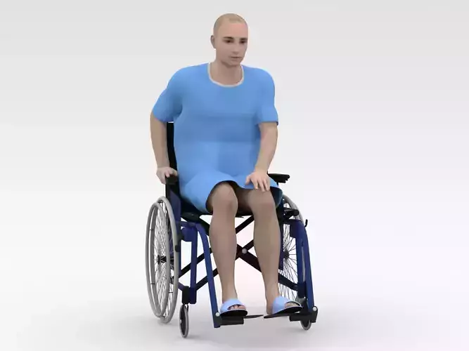 Patient with Wheel Chair - Blue Dress 3D model