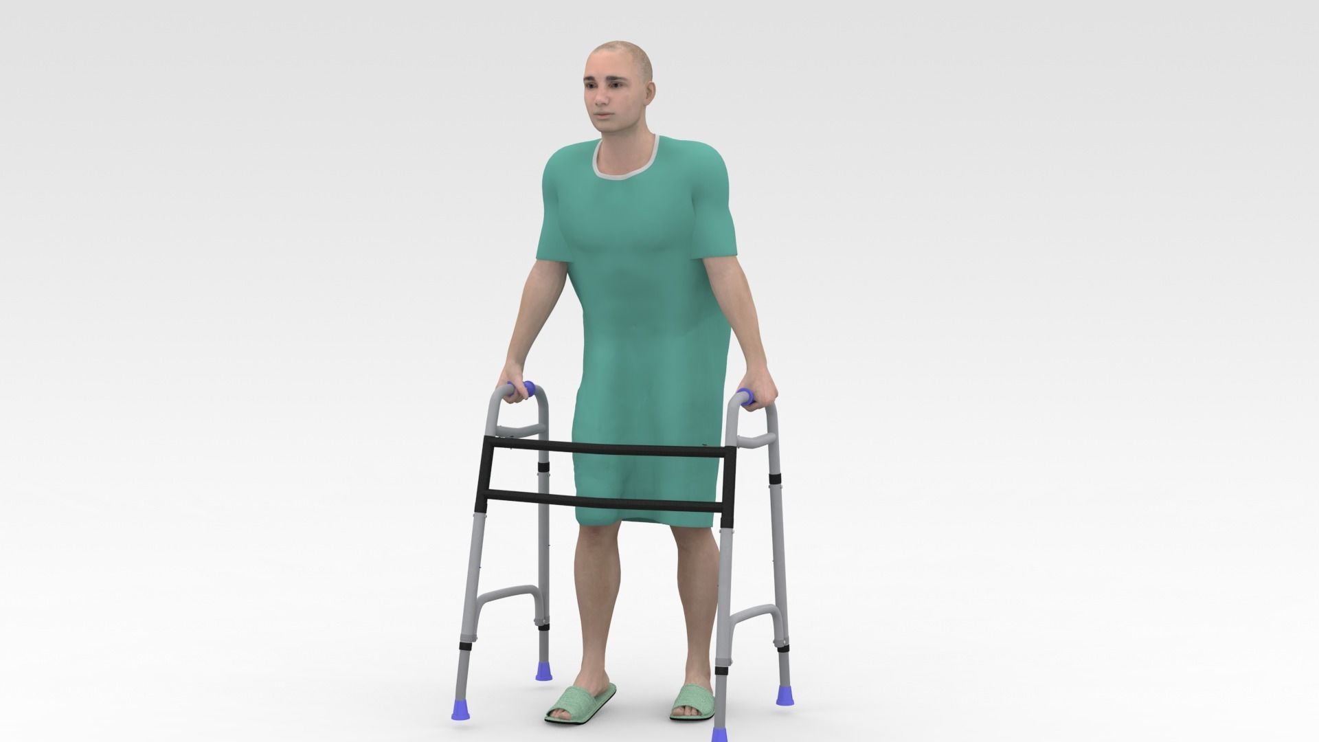 Patients Model Collections - Green Dress 3D model_7