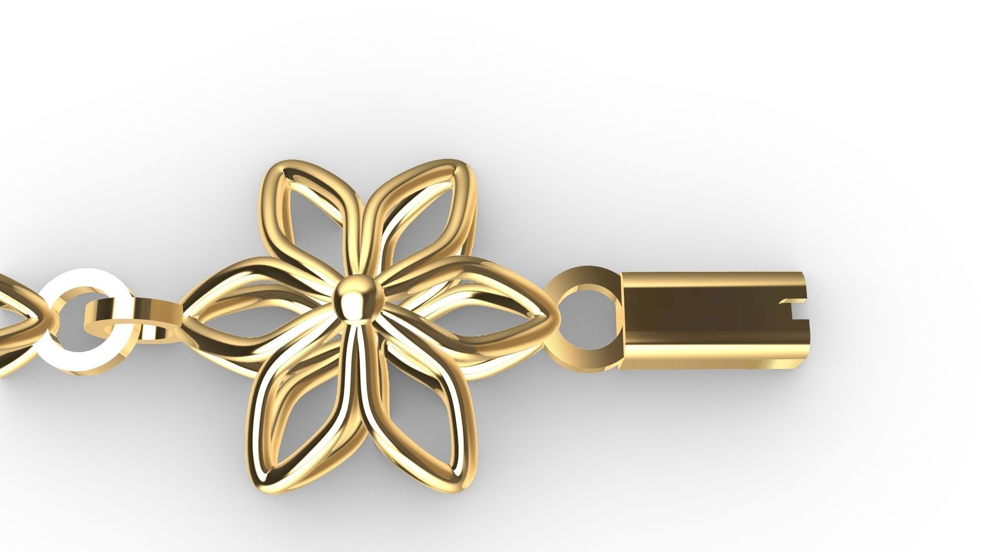 6 petal flower bracelet chain stl verified 3D print model_1