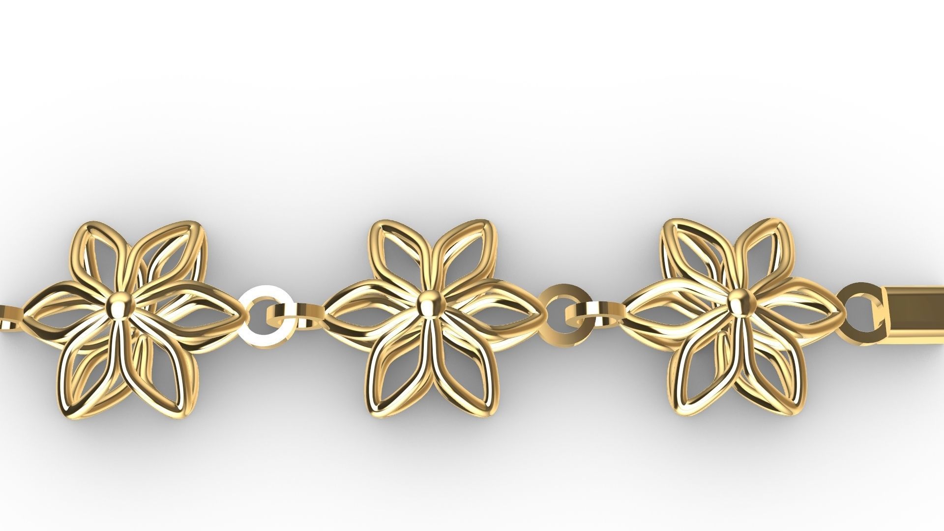 6 petal flower bracelet chain stl verified 3D print model_2