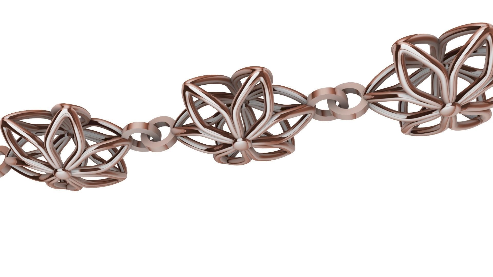 6 petal flower bracelet chain stl verified 3D print model_13