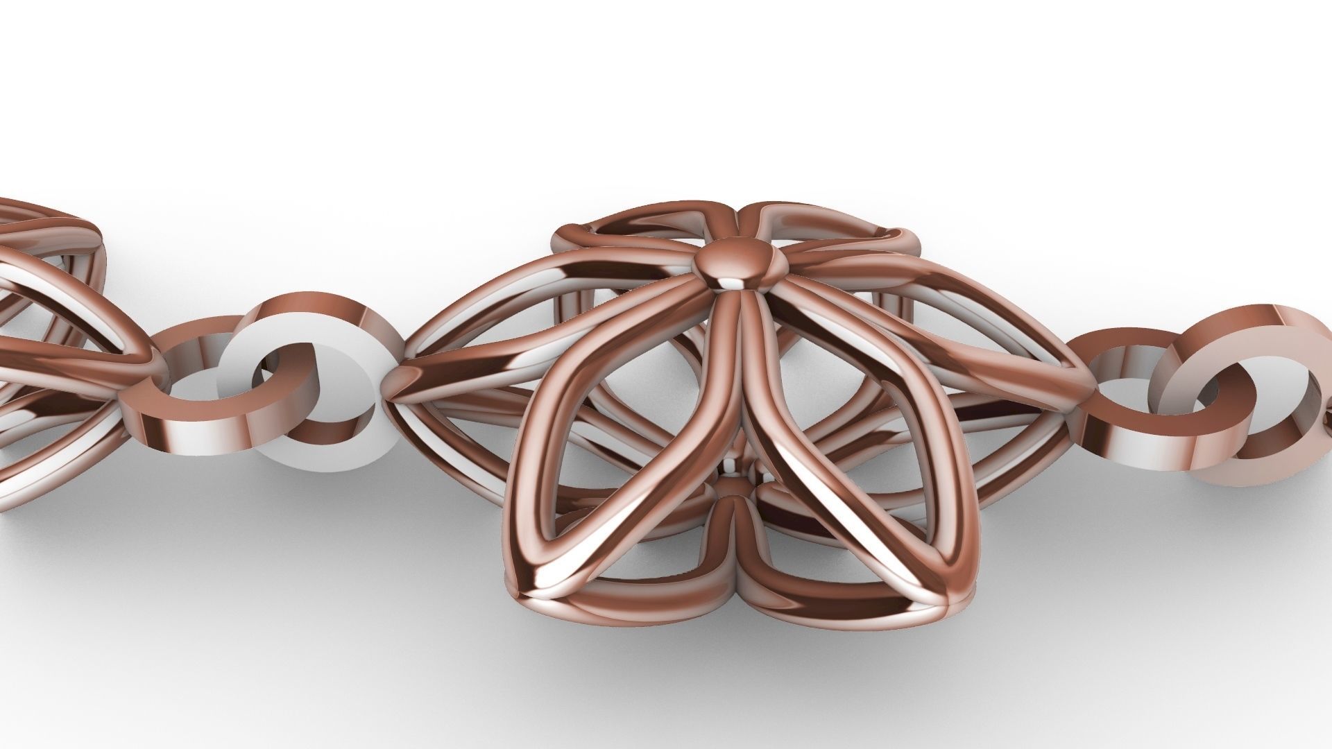 6 petal flower bracelet chain stl verified 3D print model_18