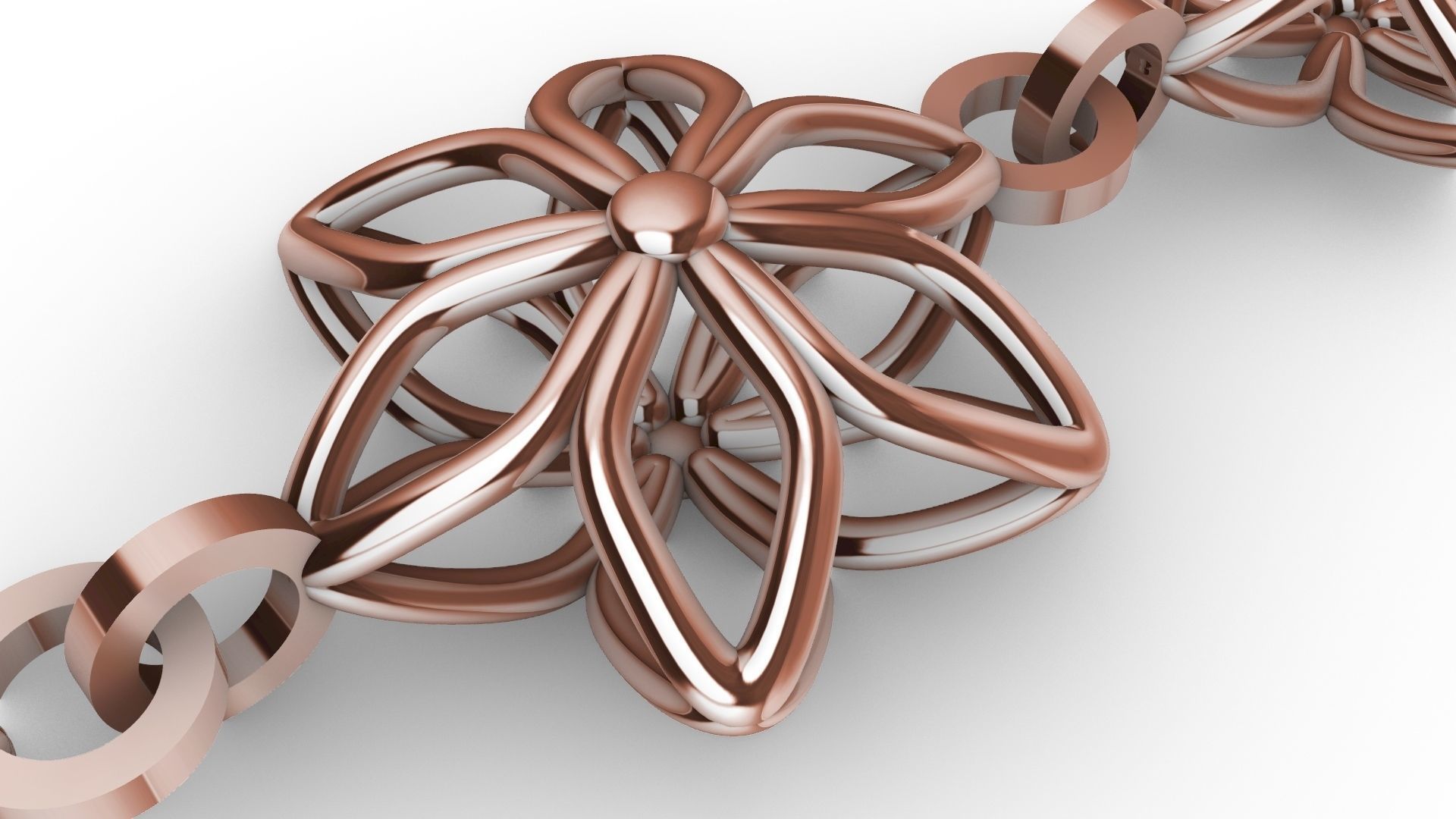 6 petal flower bracelet chain stl verified 3D print model_17