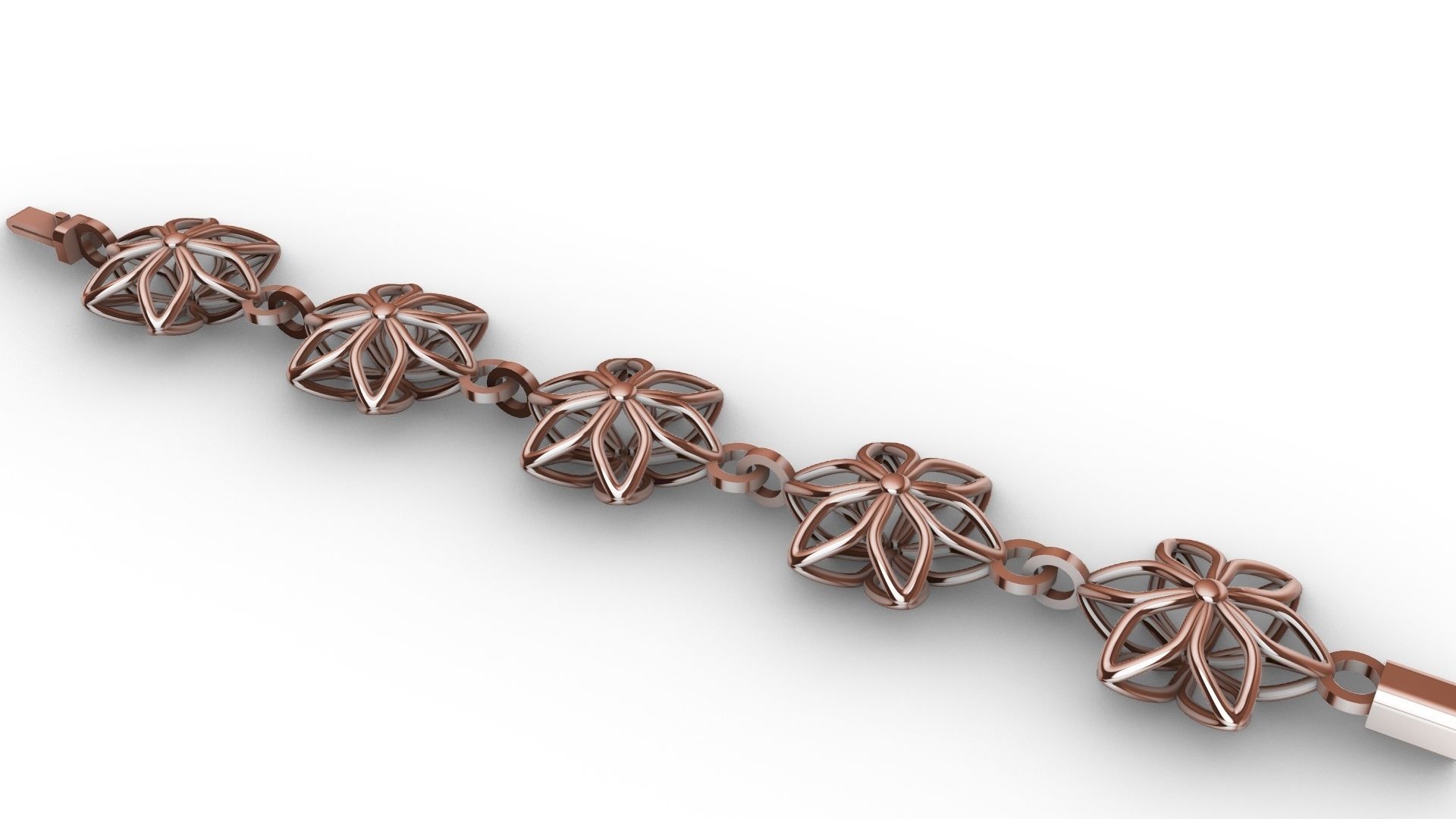 6 petal flower bracelet chain stl verified 3D print model_10