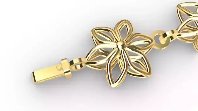 6 petal flower bracelet chain stl verified