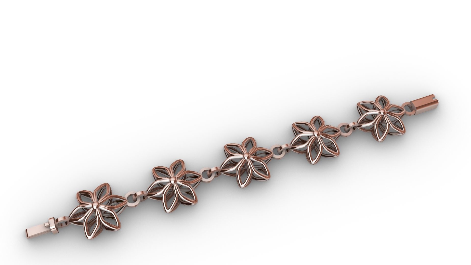 6 petal flower bracelet chain stl verified 3D print model_11
