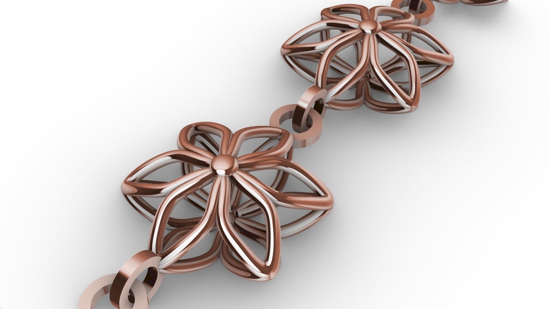 6 petal flower bracelet chain stl verified 3D print model_14