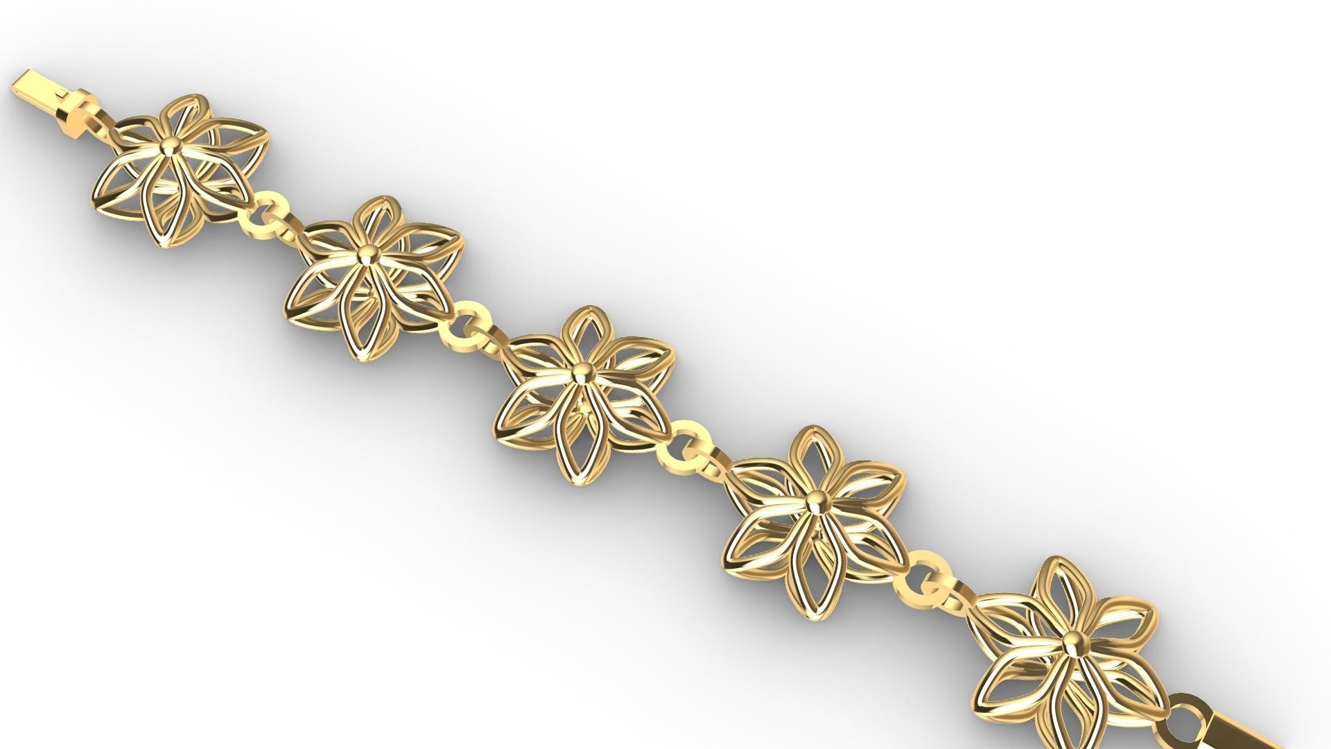 6 petal flower bracelet chain stl verified 3D print model_7
