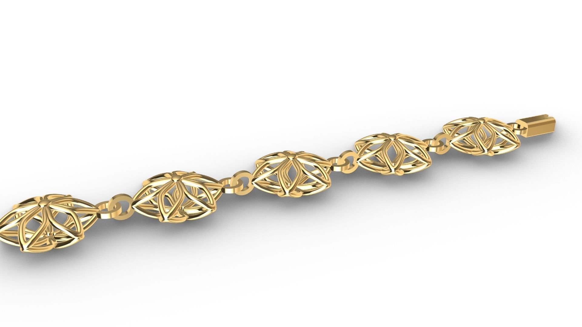 6 petal flower bracelet chain stl verified 3D print model_6