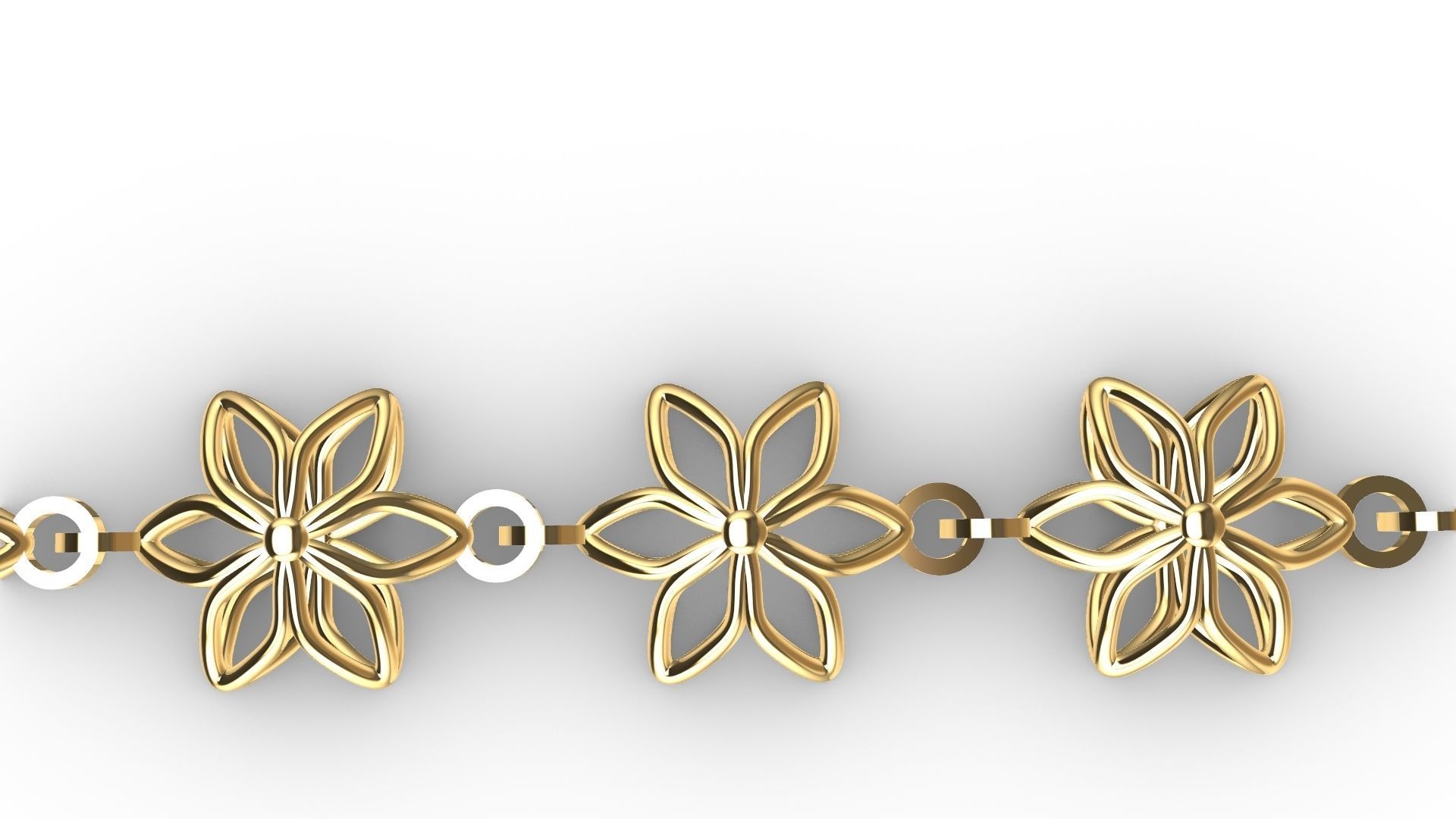 6 petal flower bracelet chain stl verified 3D print model_4