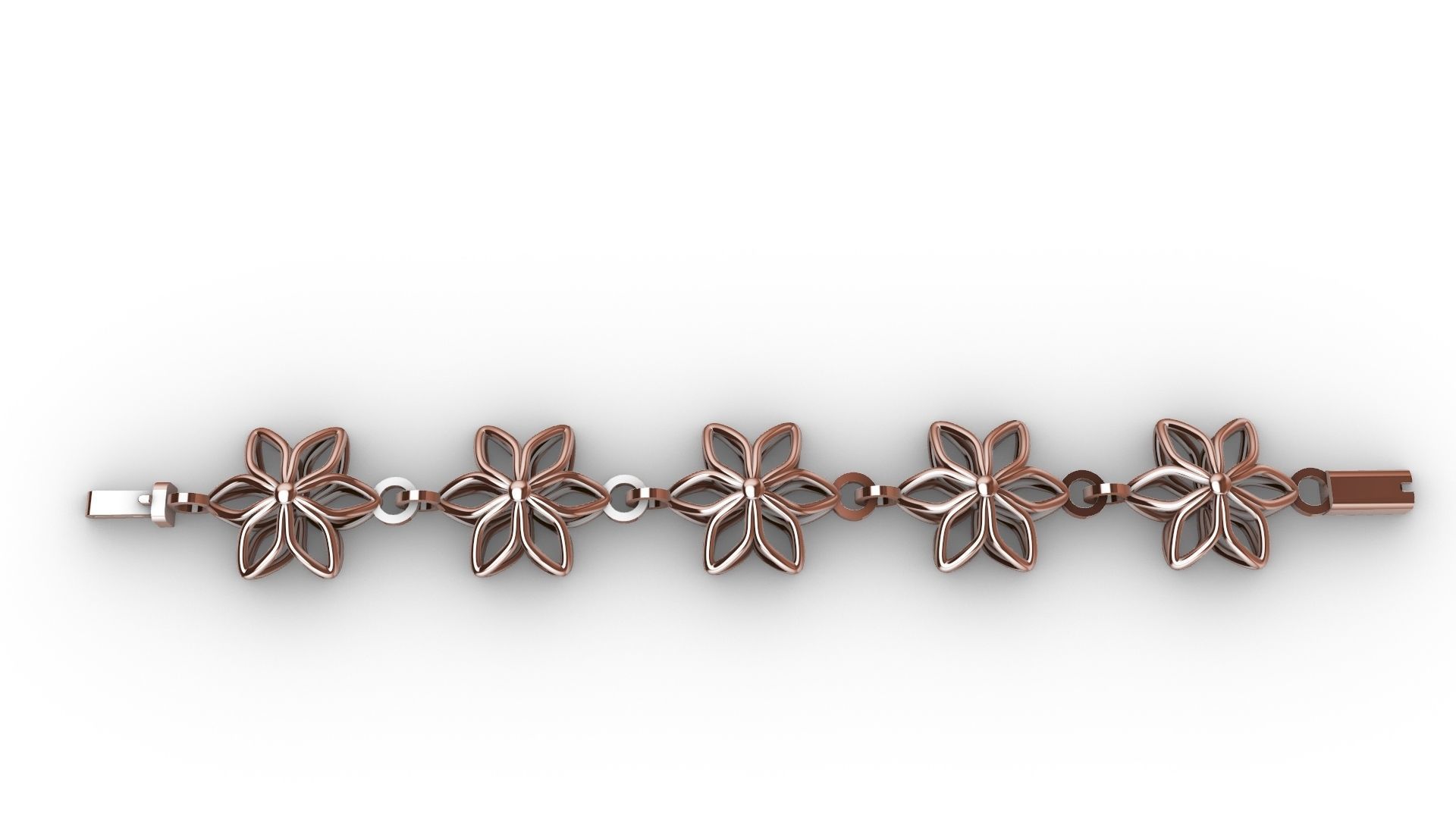 6 petal flower bracelet chain stl verified 3D print model_9