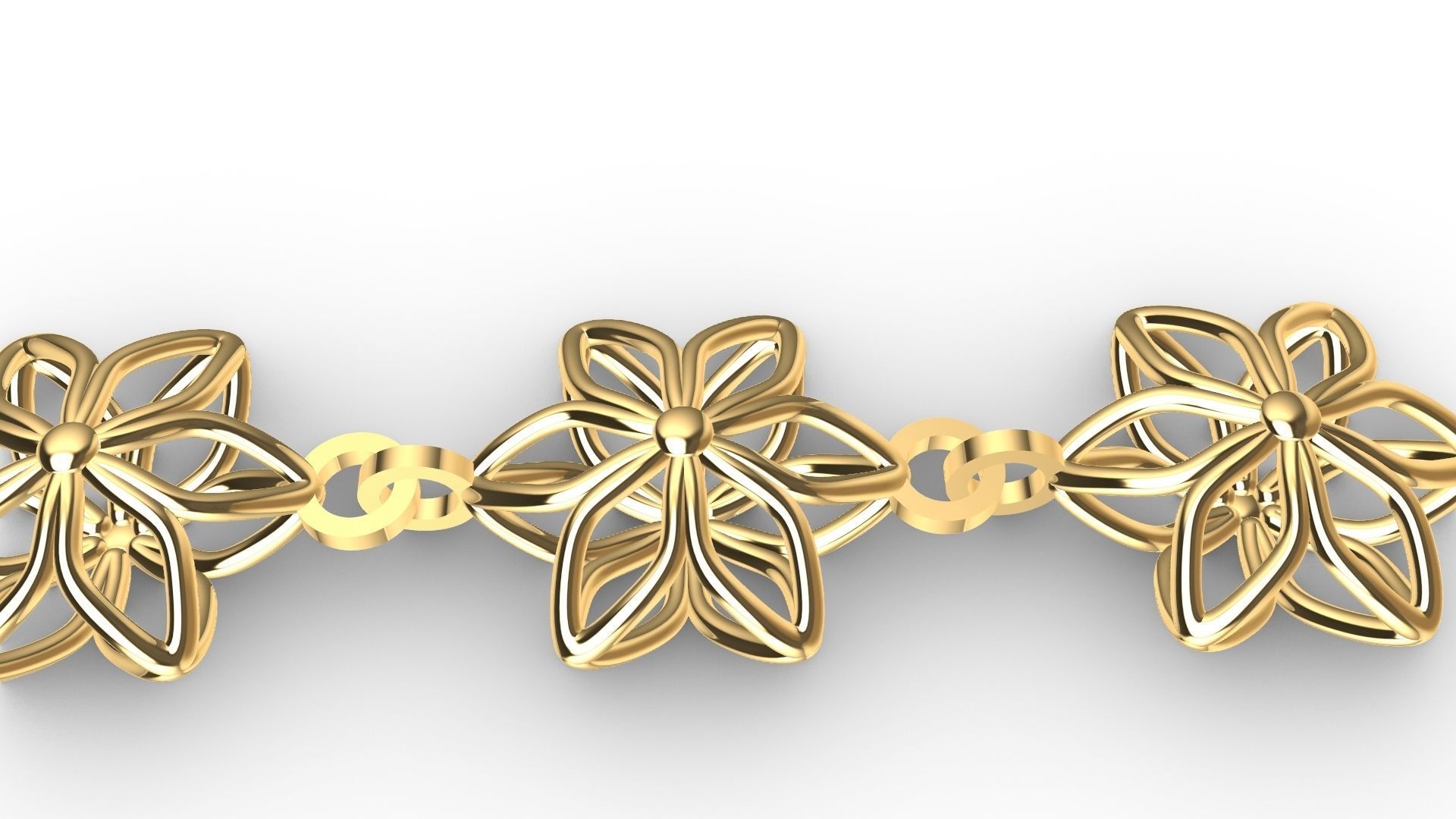 6 petal flower bracelet chain stl verified 3D print model_3