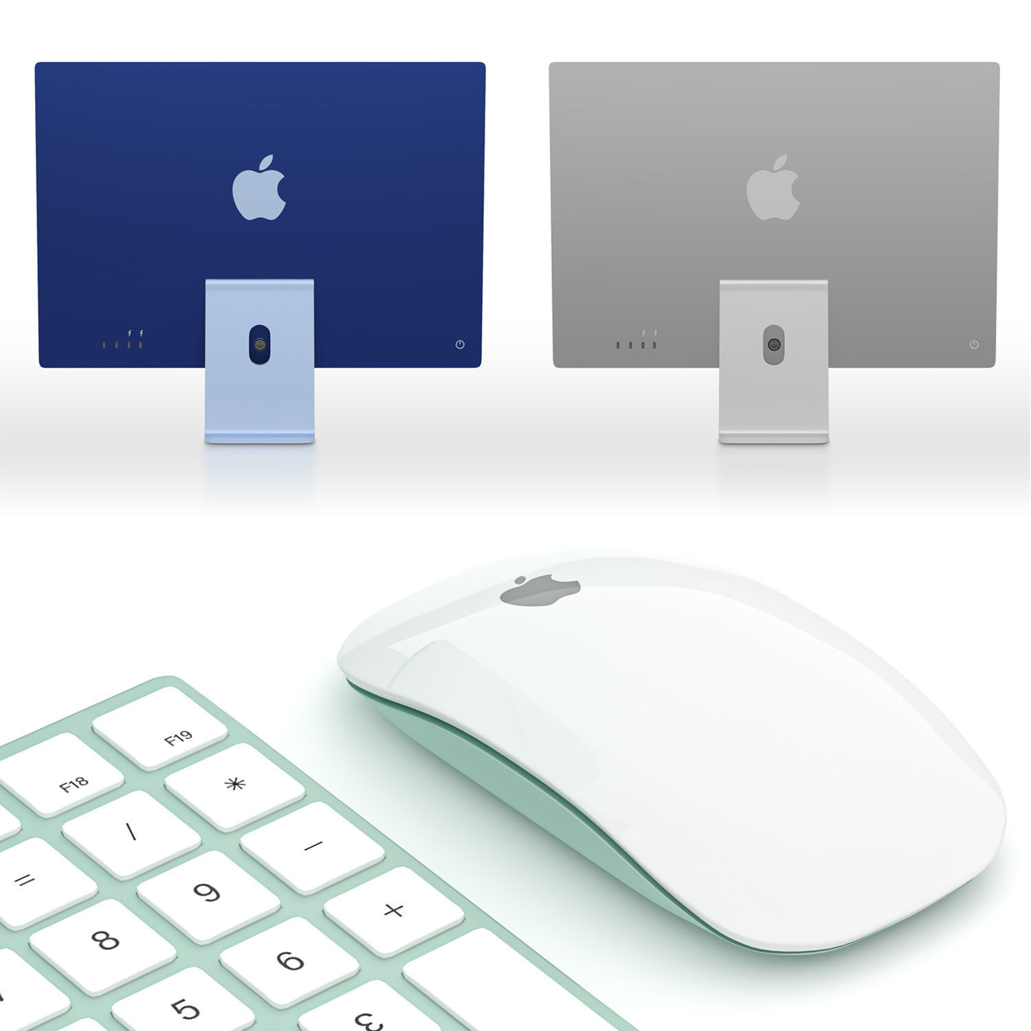 Apple Imac 24 Inch and Magic Keyboard and Magic mouse 3D model_11