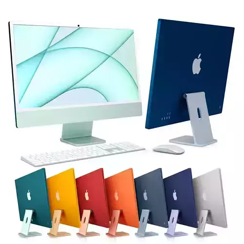 Apple Imac 24 Inch and Magic Keyboard and Magic mouse 3D model