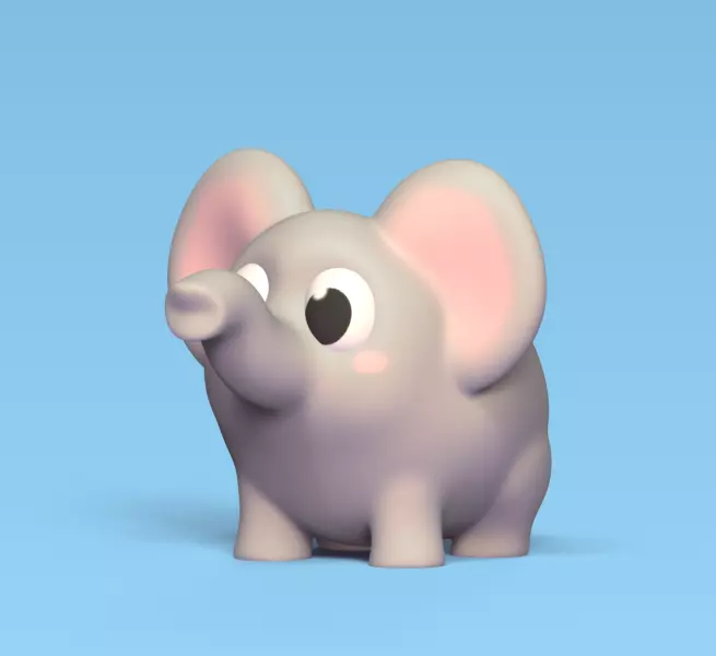 Elephant Cartoon 3D print model_0