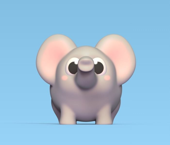 Elephant Cartoon 3D print model_1