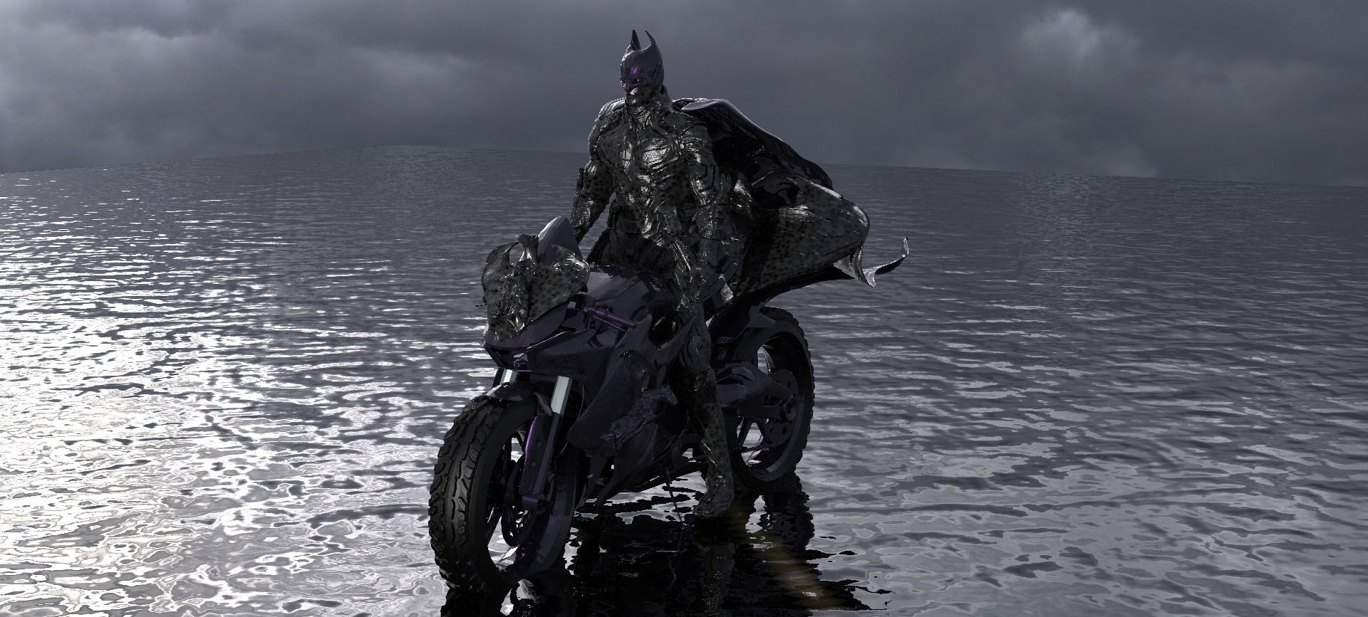 Batman with Bat Bike 3D model_1