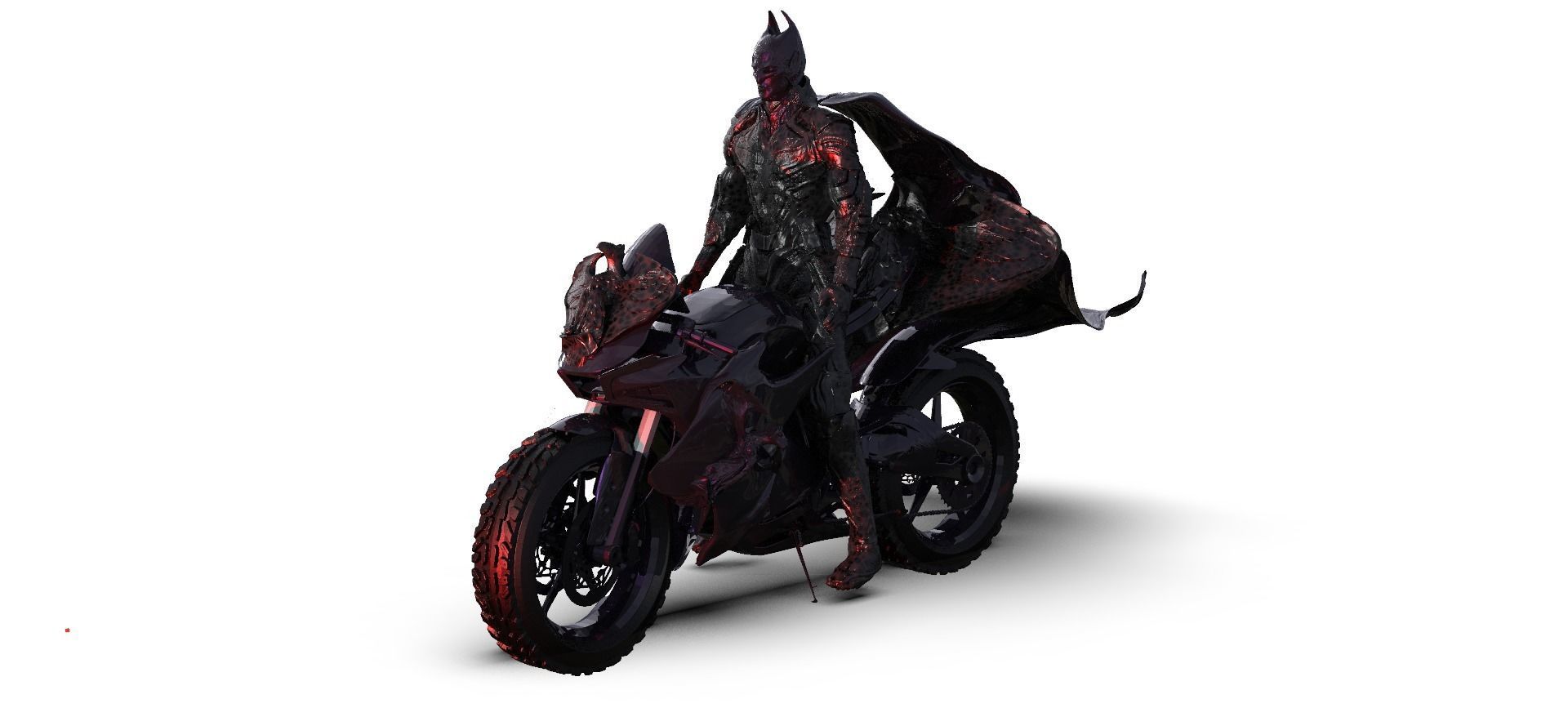 Batman with Bat Bike 3D model_2