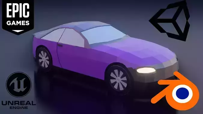 LOW POLY CAR Low-poly 3D model