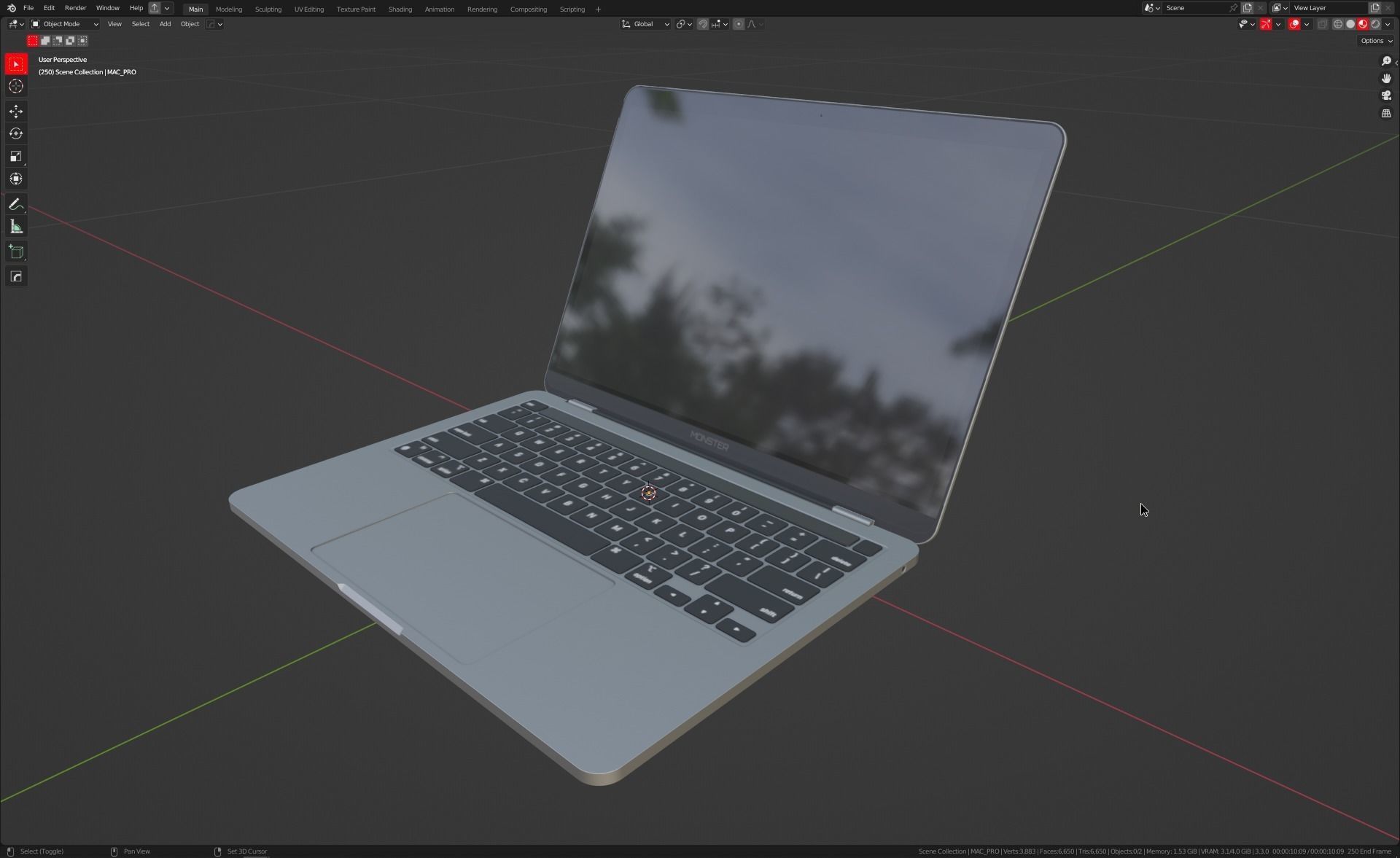 2021 Macbook Pro With Touchbar Low-poly 3D model_12