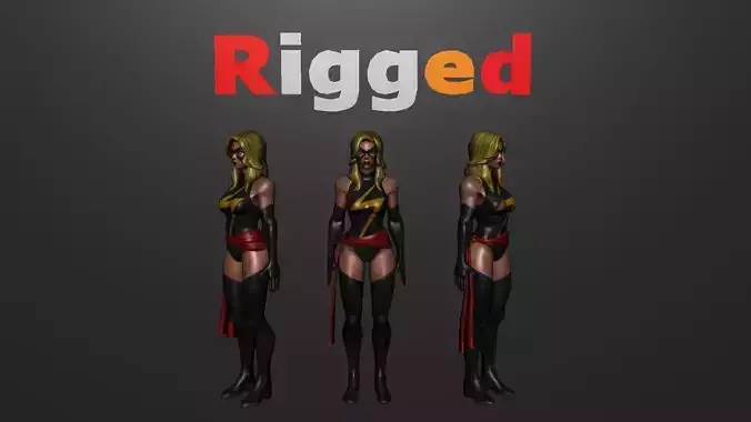 Miss Marvel Rigged Low-poly 3D model