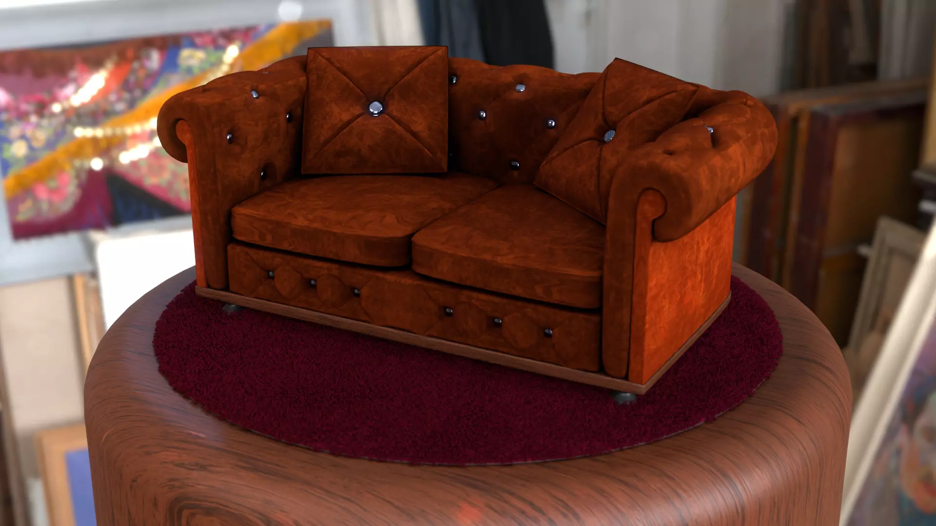Chesterfield sofa lowpoly and subdivideable Low-poly 3D model