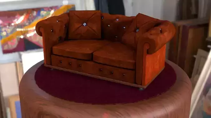 Chesterfield sofa lowpoly and subdivideable