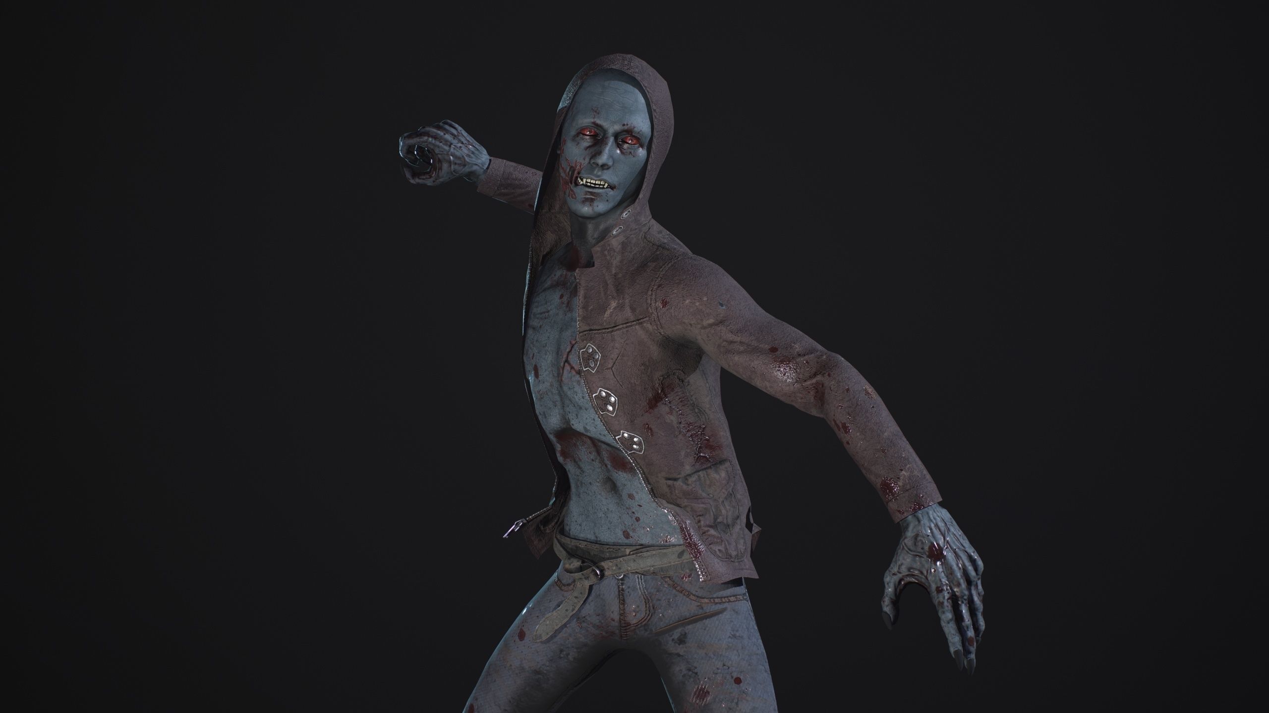 Vampire person doing kick Low-poly 3D model_9