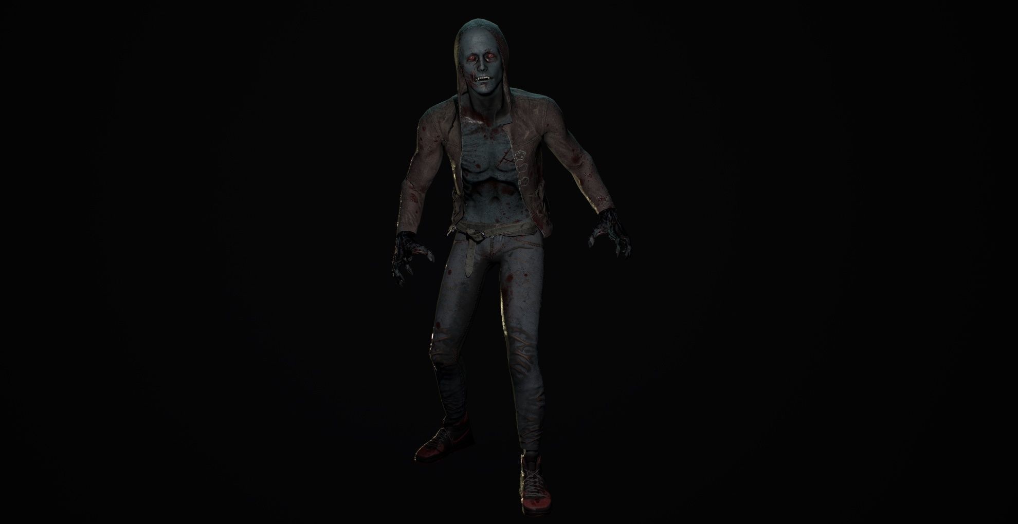 Vampire person doing kick Low-poly 3D model_6