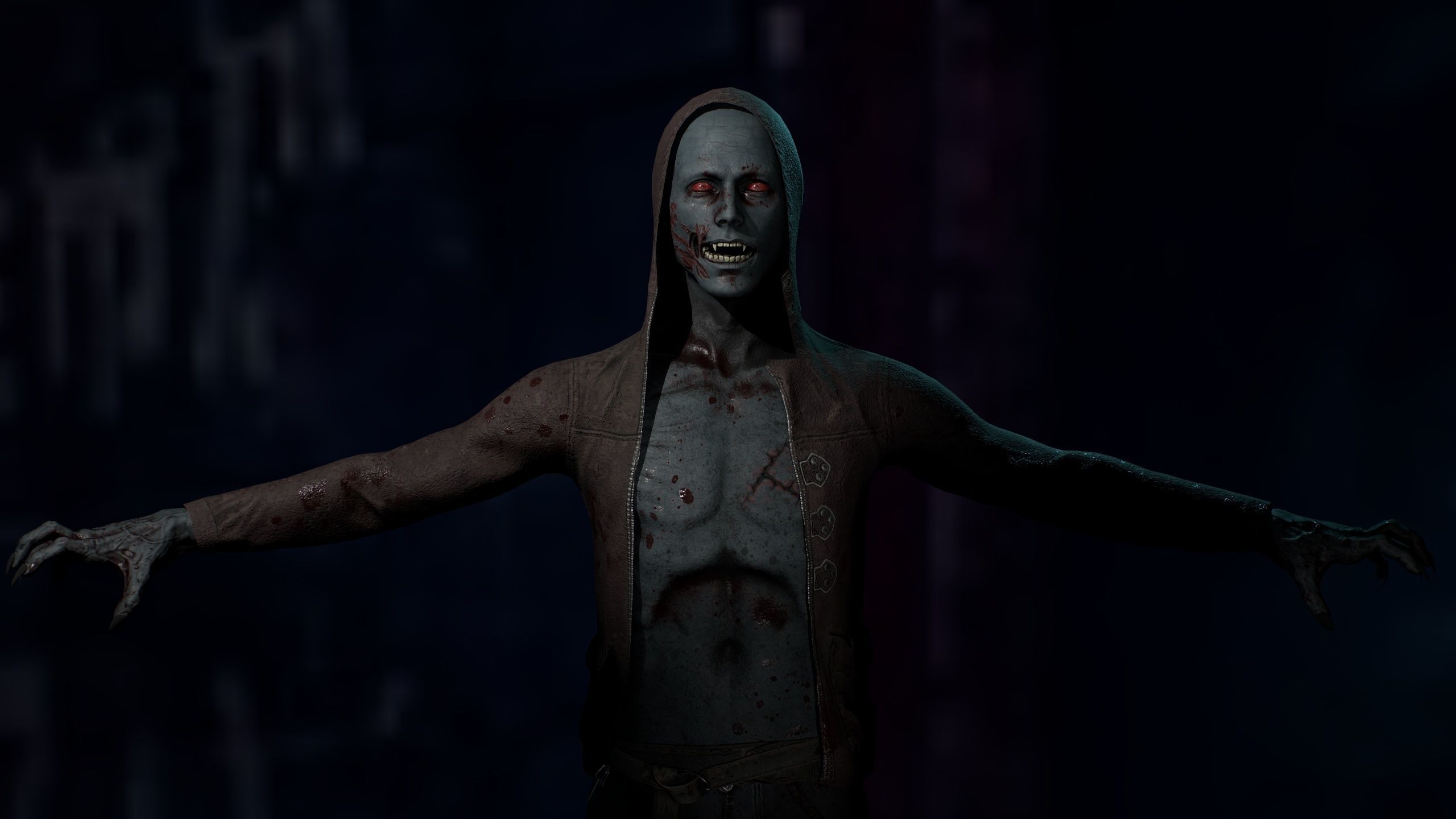 Vampire person doing kick Low-poly 3D model_8