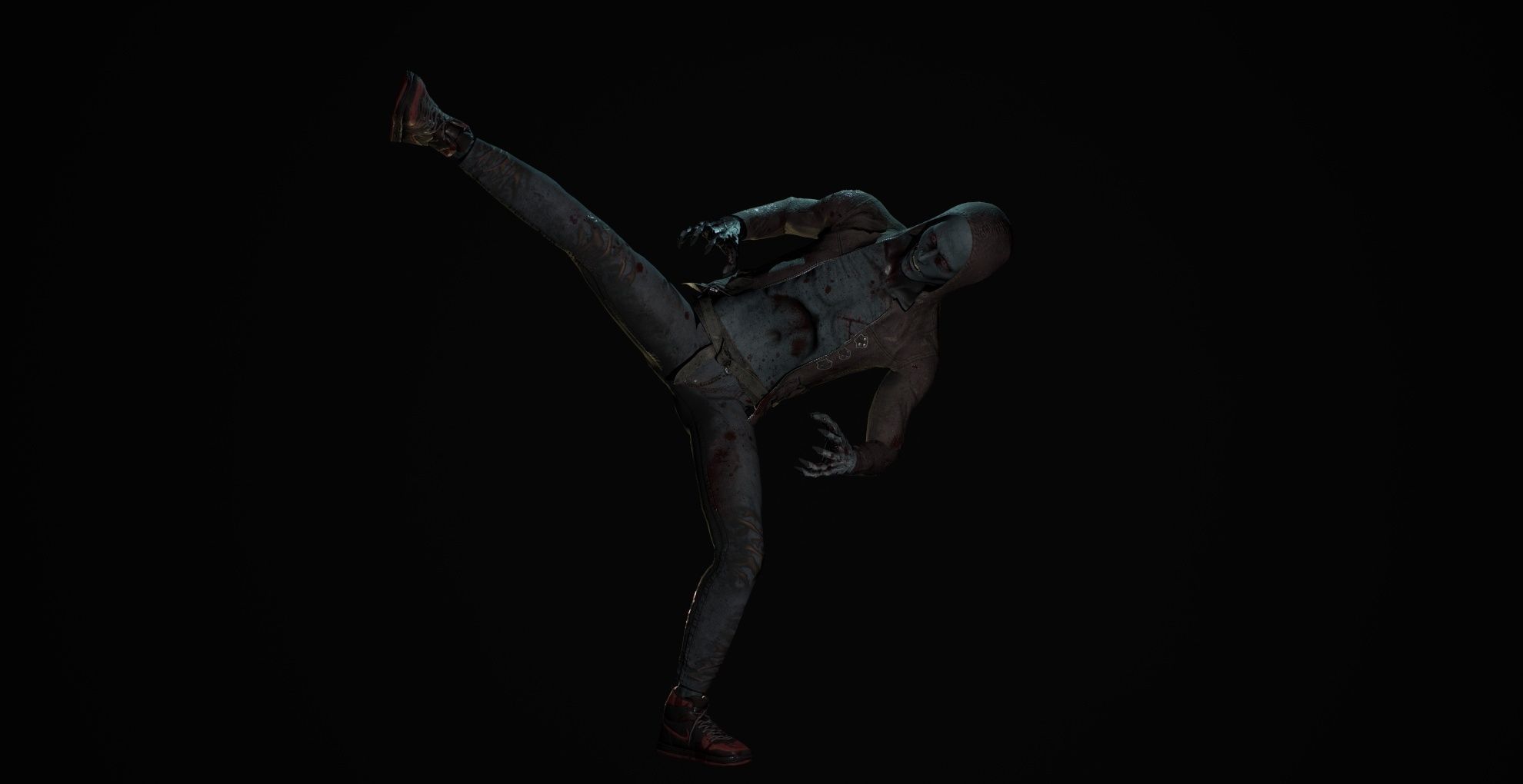 Vampire person doing kick Low-poly 3D model_5