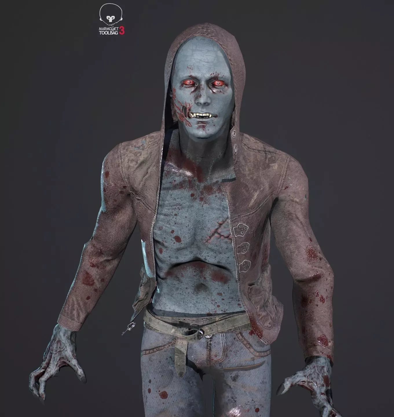 Vampire person doing kick Low-poly 3D model_0