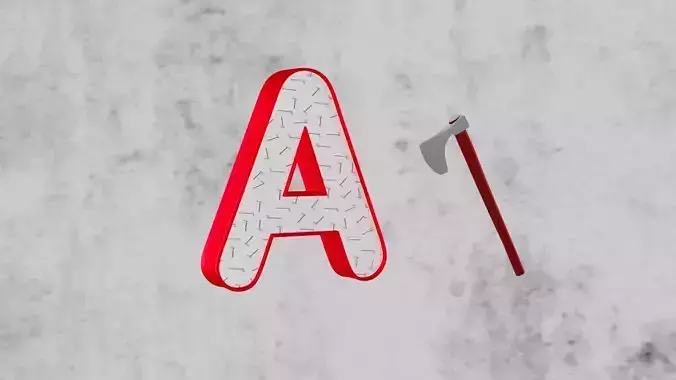 Alphabet 3d Model A letter with axe