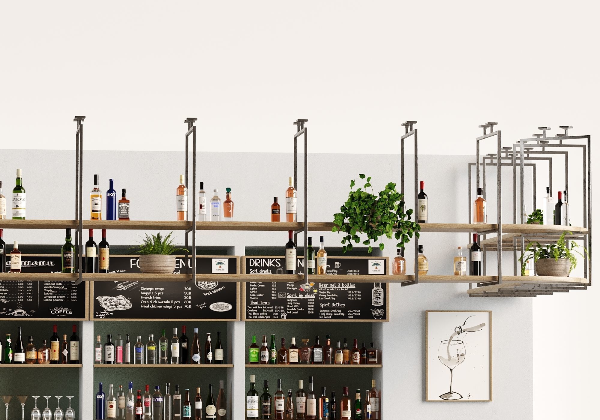 Bar 10 Hotle Bar 70 Bottles  Plus Bar Items 3D model_5