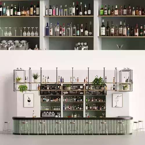 Bar 10 Hotle Bar 70 Bottles  Plus Bar Items 3D model