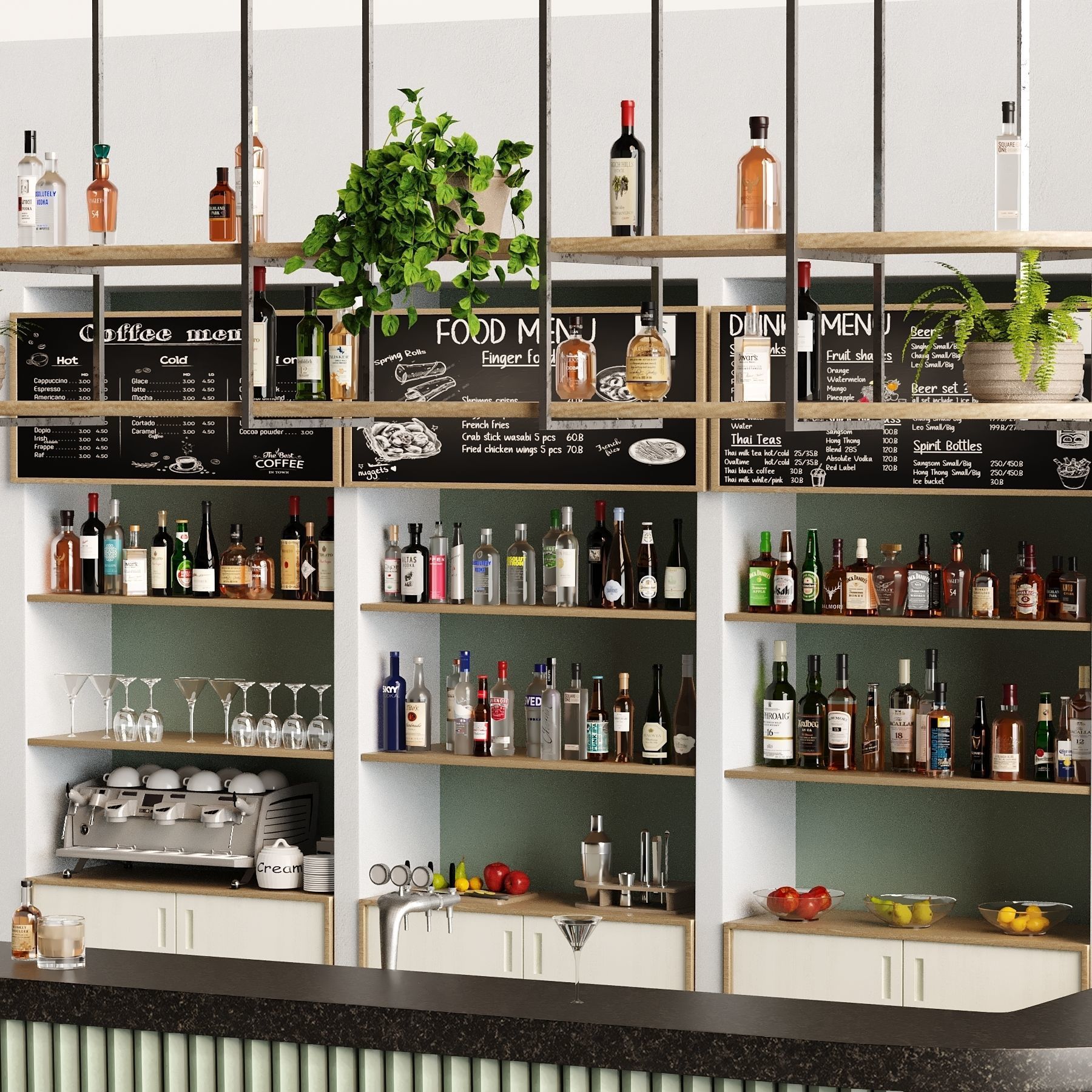 Bar 10 Hotle Bar 70 Bottles  Plus Bar Items 3D model_2