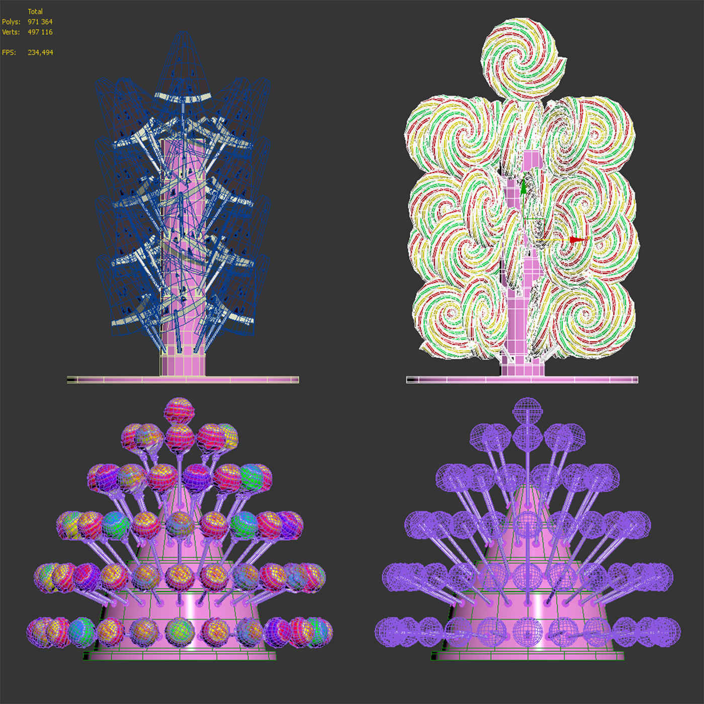 Lollipops on a stand 3D model_6