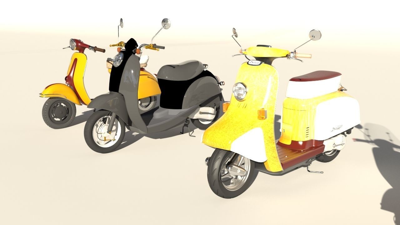 motorcycles in row 3D model_7