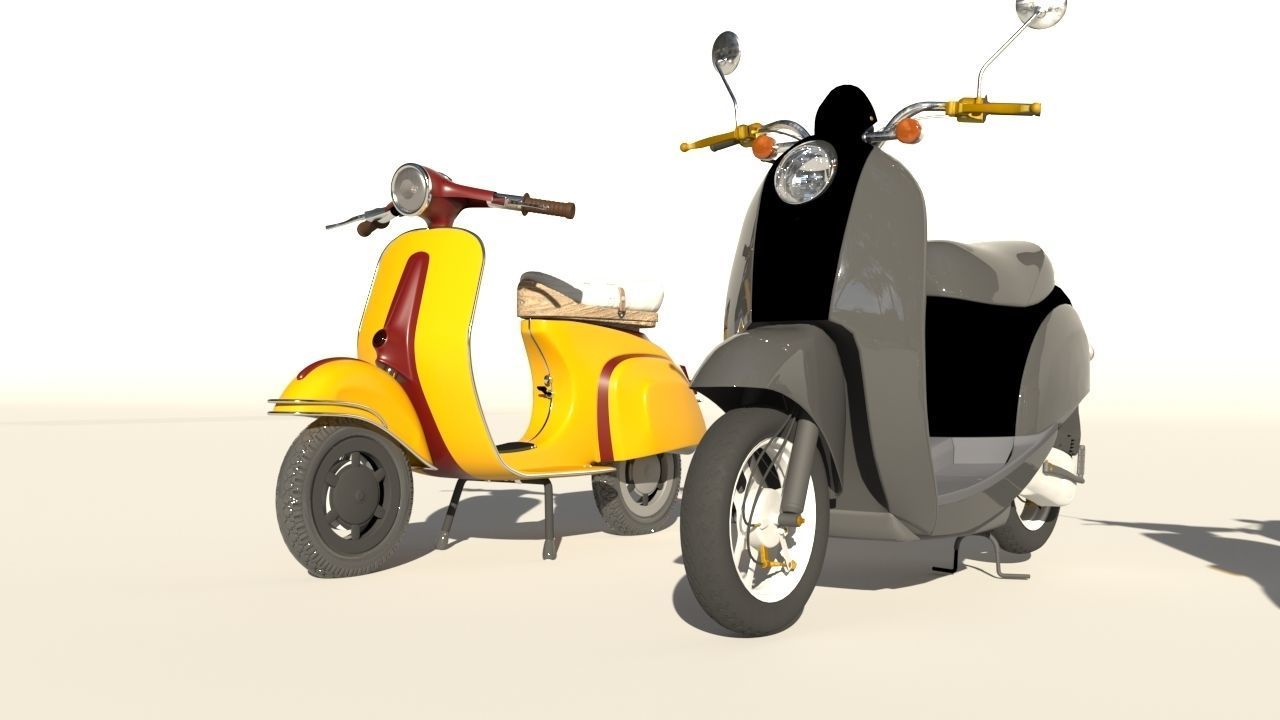 motorcycles in row 3D model_8