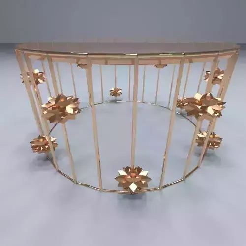 golden table with crystals 3D model