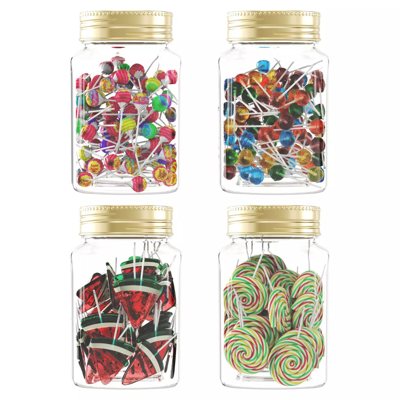 Lollipops in a glass jar 3D model