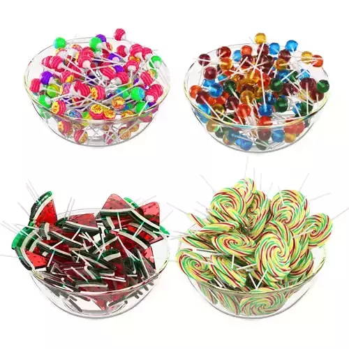 Glass bowl with lollipops