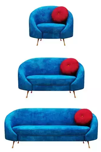 Armchair collection with fabric and gold foil