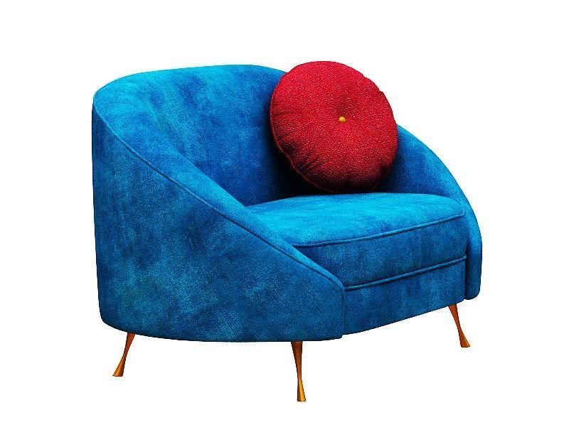 Armchair collection with fabric and gold foil Low-poly 3D model_14